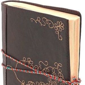 Leather Embroidered Brown Journal 5x7, unlined